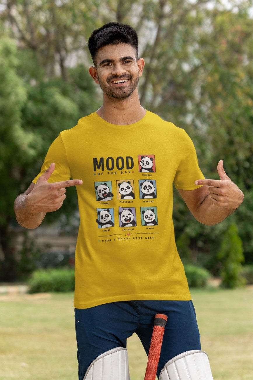 Mood of the Day Panda T-Shirt | Funny Weekly Mood | Round neck