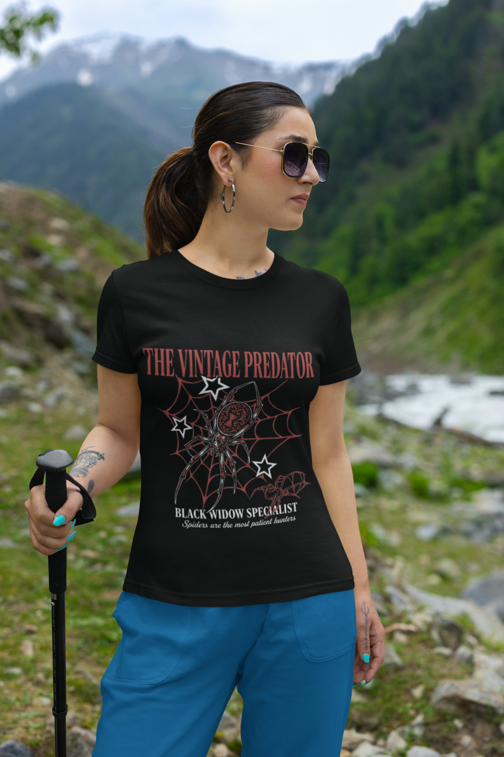 The Vintage Predator – Black Widow T-Shirt | Round Neck