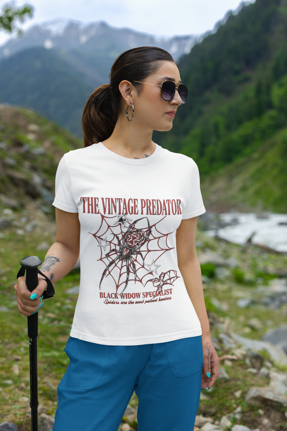 The Vintage Predator – Black Widow T-Shirt | Round Neck