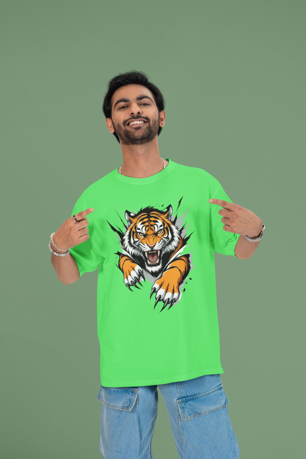 বাংলার বাঘ - Graphic Round Neck Oversize T-Shirt