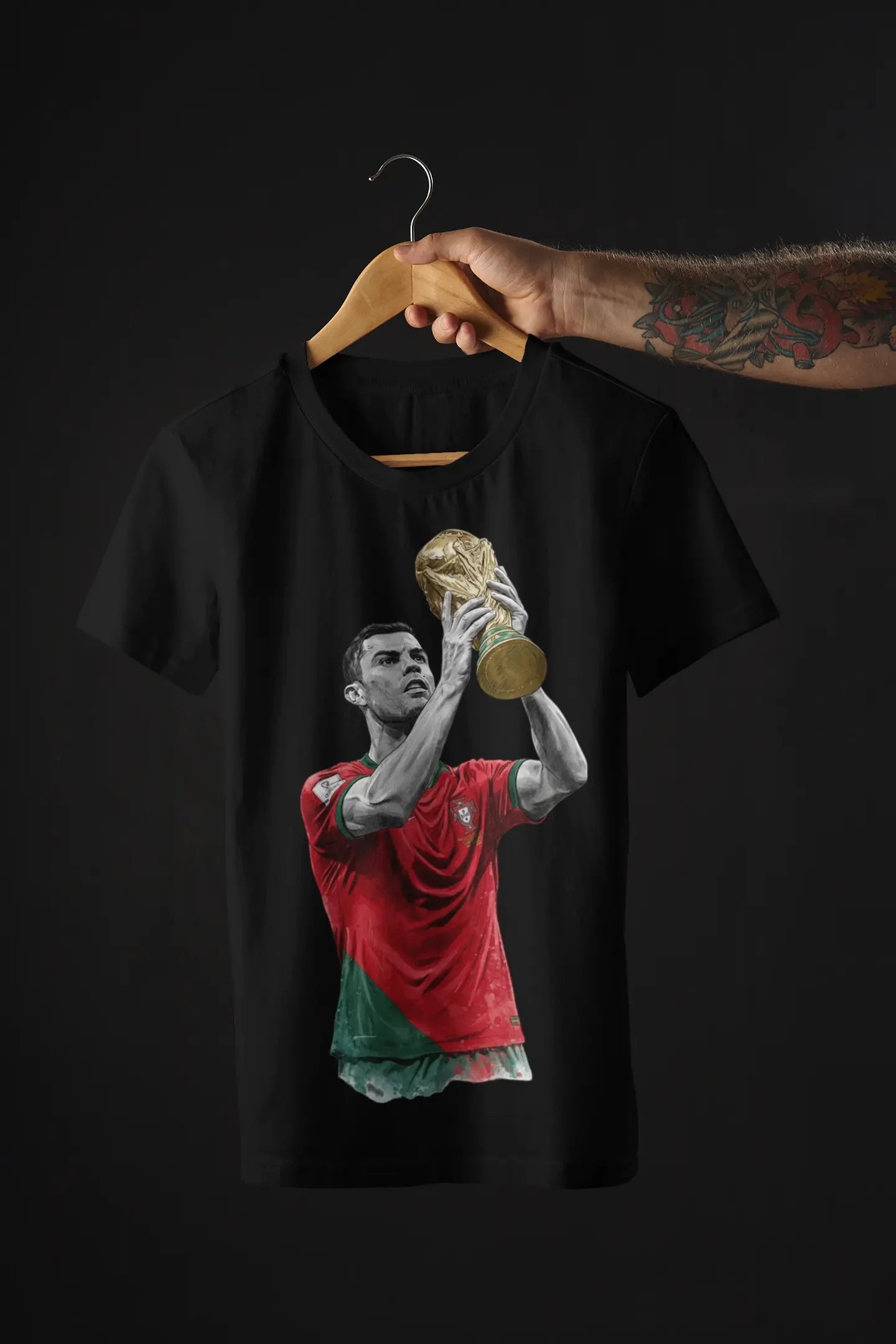Football Legend Cristiano Ronaldo Trophy Holding Regular T-Shirt