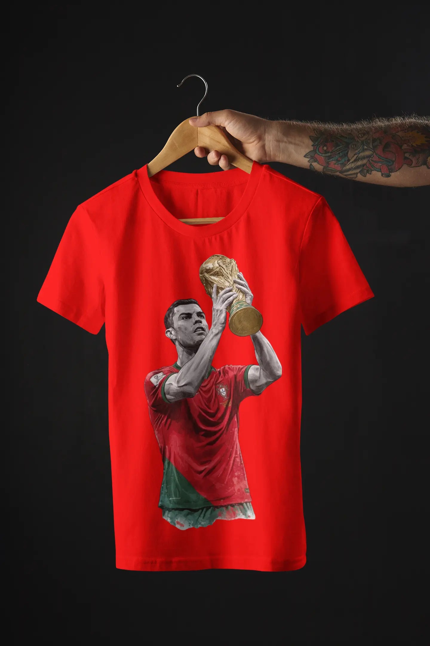 Football Legend Cristiano Ronaldo Trophy Holding Regular T-Shirt