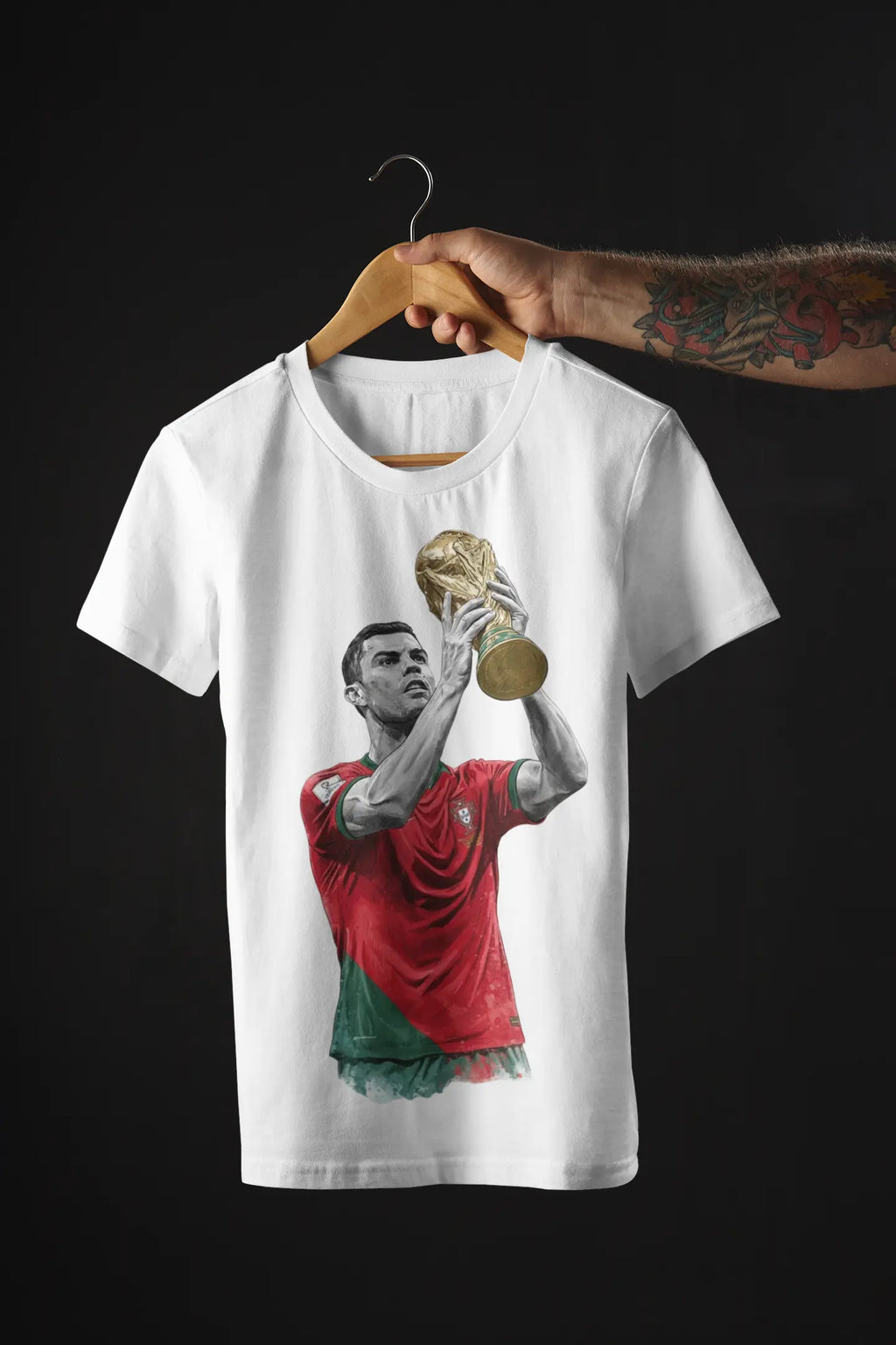 Football Legend Cristiano Ronaldo Trophy Holding Regular T-Shirt
