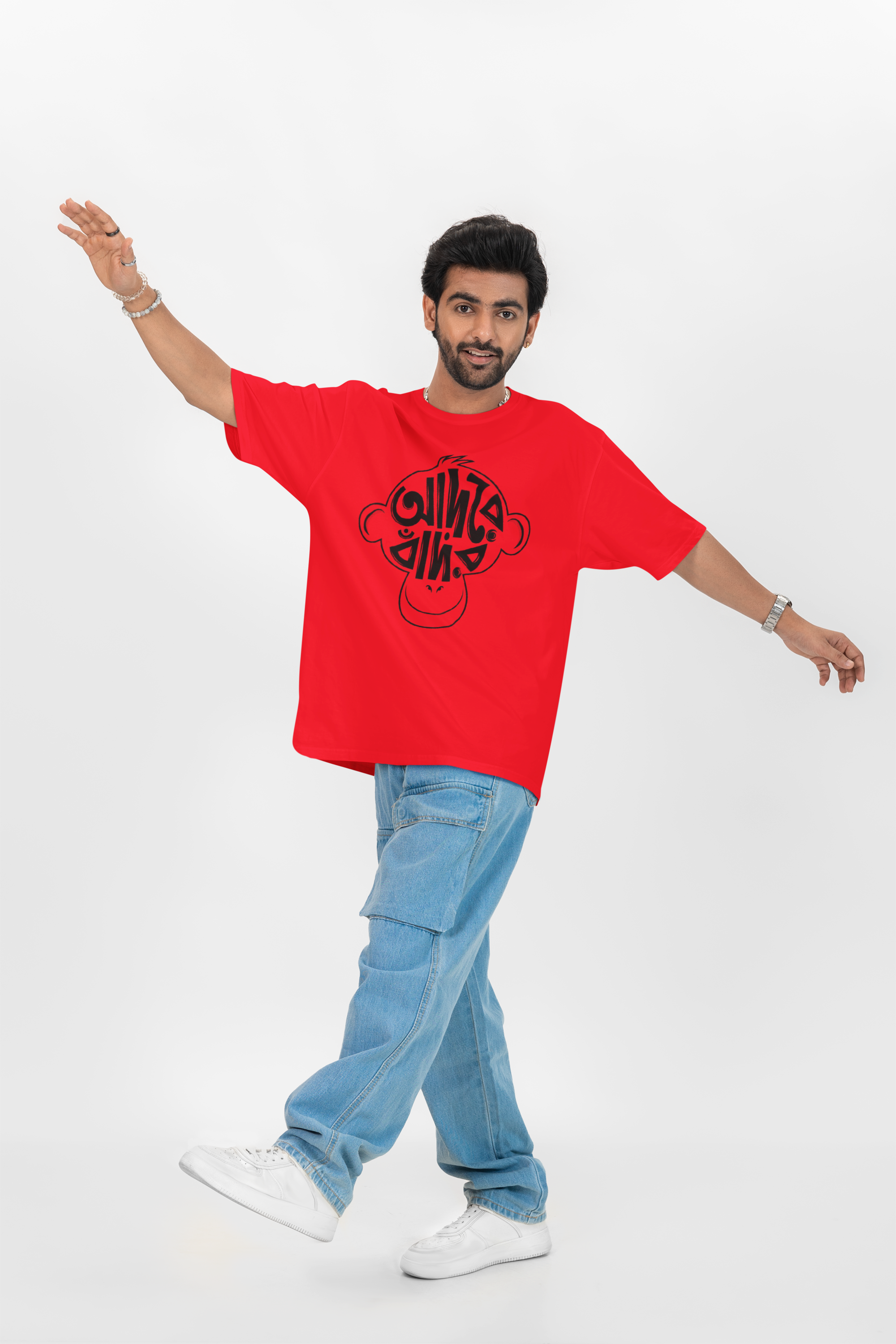 আদরে বাদর– Bengali Graphic Printed Oversized T-Shirt
