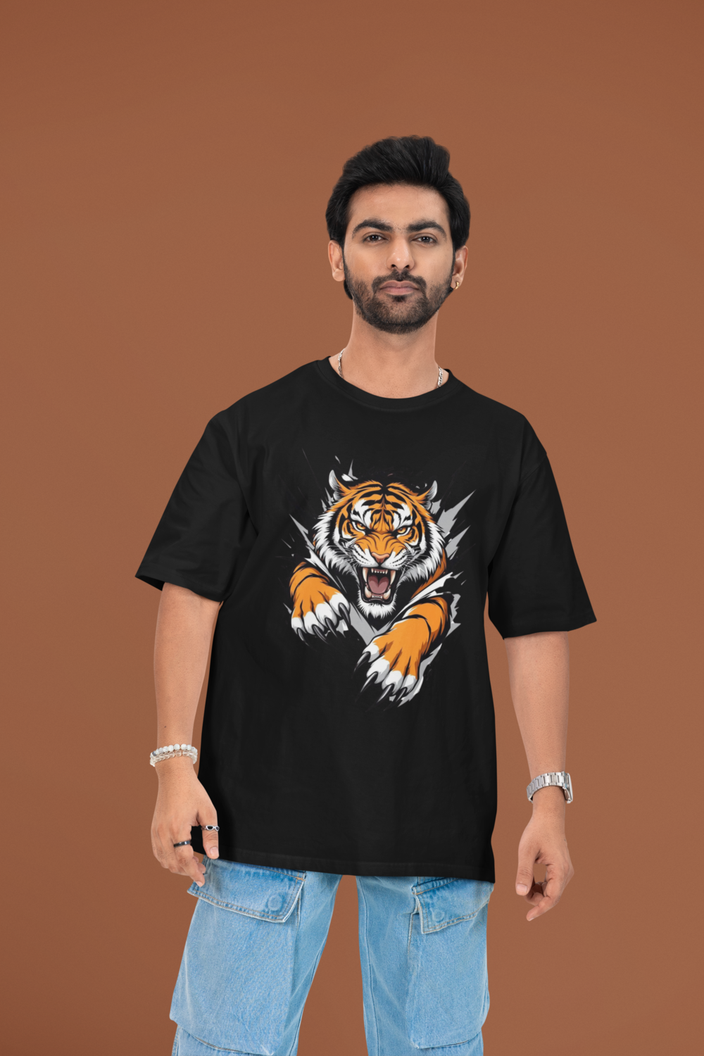 বাংলার বাঘ - Graphic Round Neck Oversize T-Shirt